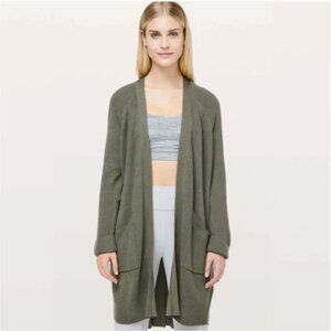 Lululemon Still At Ease Wrap Cardigan Sweater in Grey Sage Green Cashlu 8 10